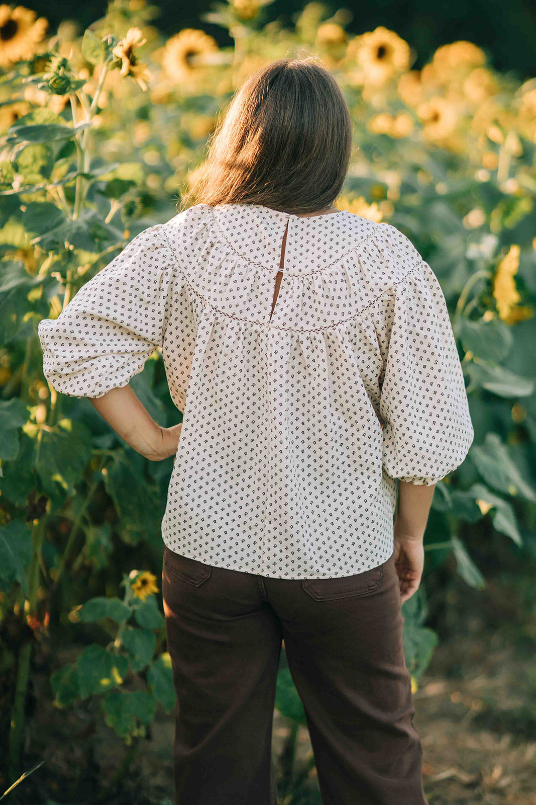 Primrose blouse--brown floral